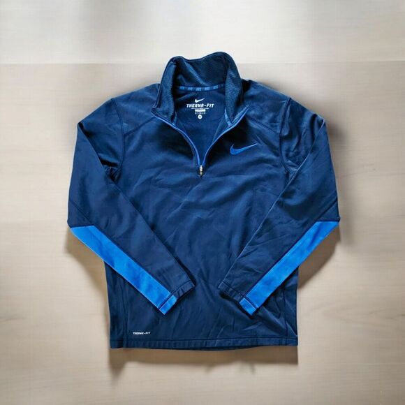 Nike Shirt Mens Blue Therma Fit 1/4 Zip Long Sleeve Pullover Medium Athleisure - Picture 1 of 7
